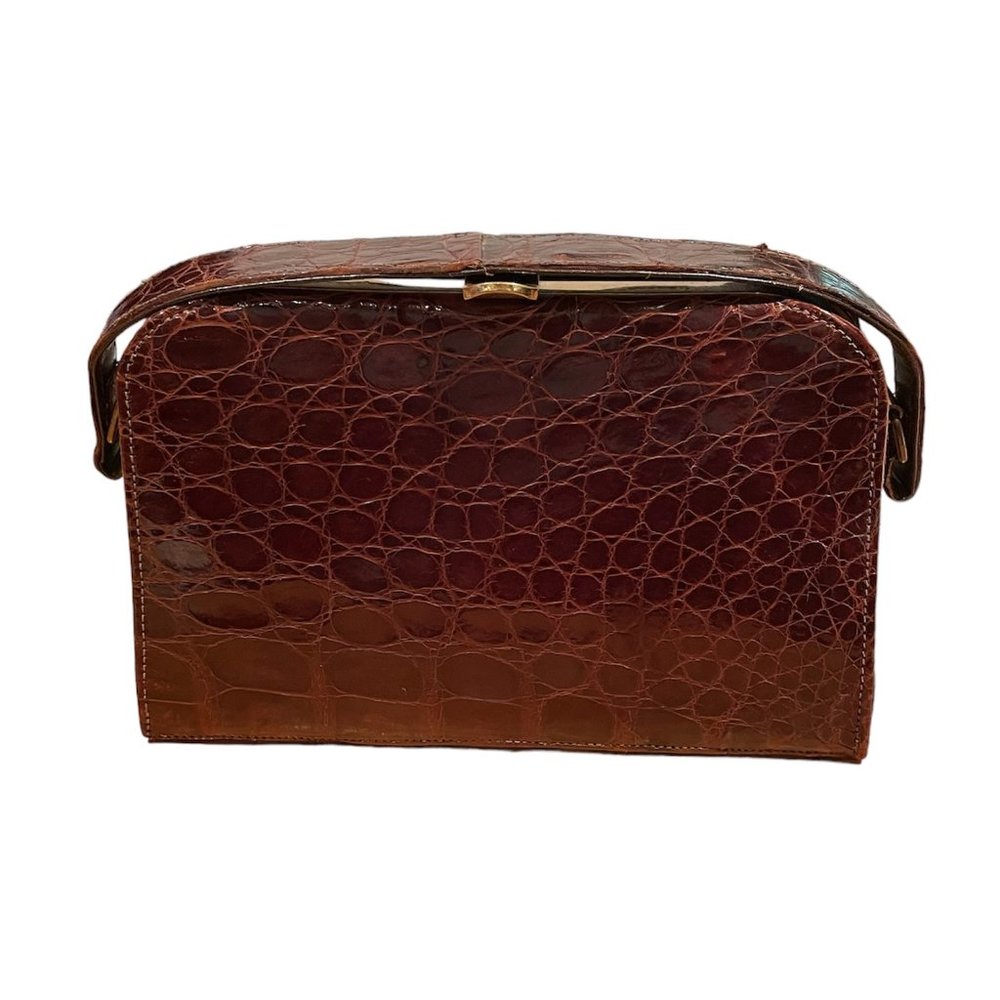 Women's Vintage Brown Faux Crocodile Pattern Purse